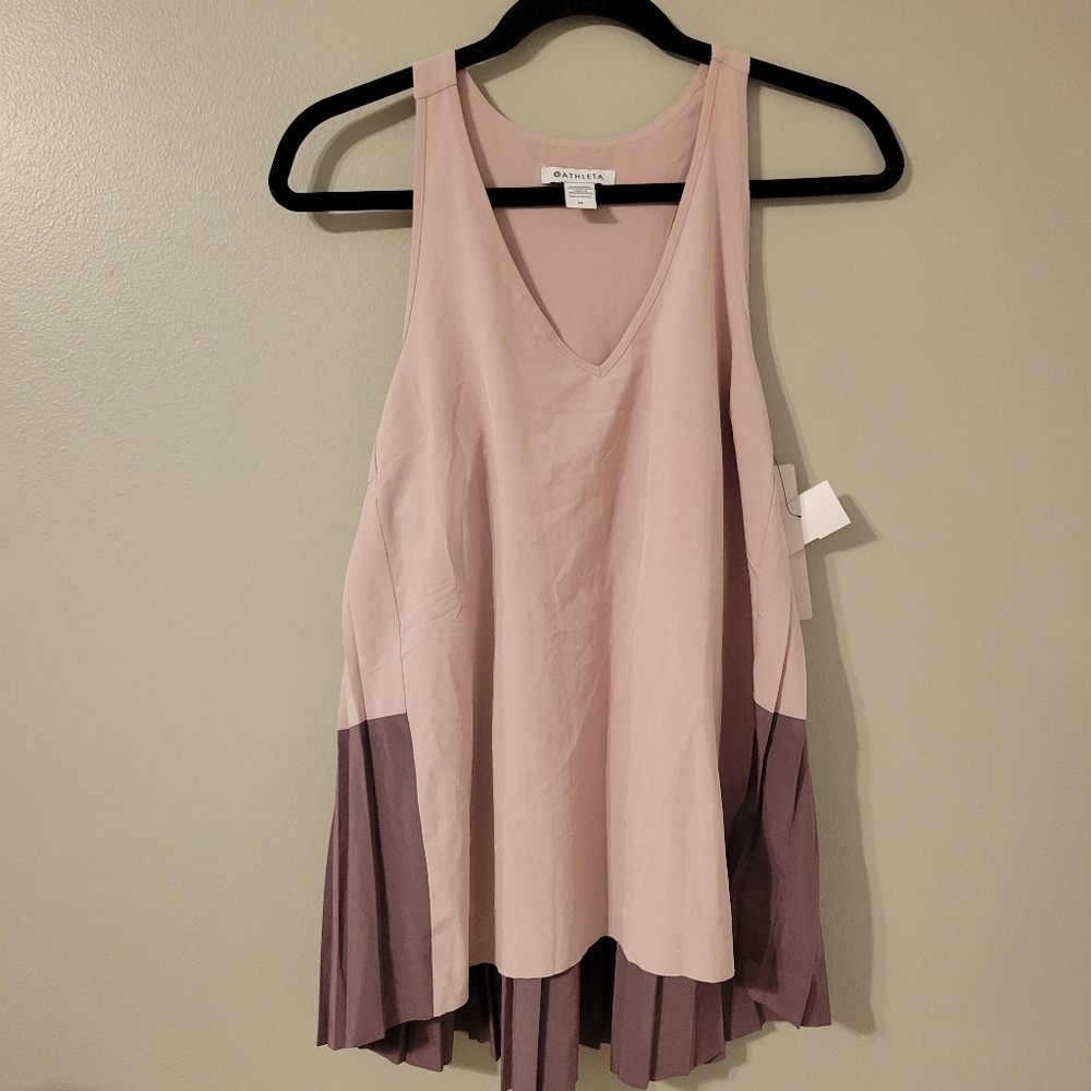 Athleta Swing Forward Pleated Athletic RacerbackTank. Plum Light Pink. Size M - Picture 5 of 11